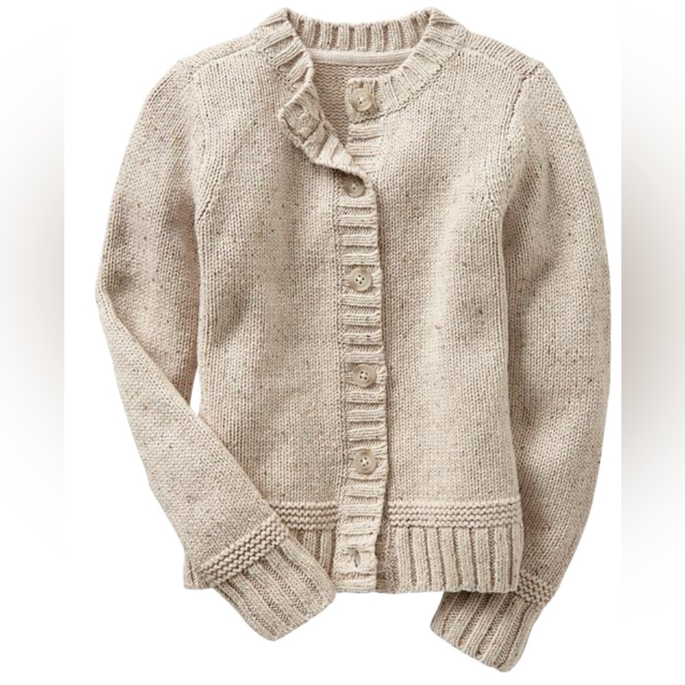 GAP Cream Knit Crewneck Cardigan Sweater Unisex - Picture 1 of 9